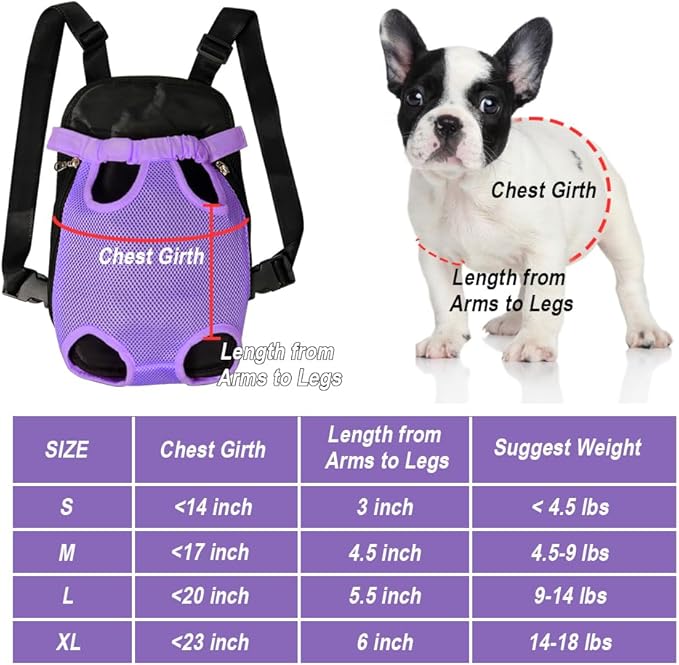 FEimaX Dog Carrier Backpack Pet Legs Out Front Cat Travel Bag, Adjustable Puppy Backpacks Carriers Hands-Free for Small Medium Dogs Cats Hiking Traveling Camping Daily Walking