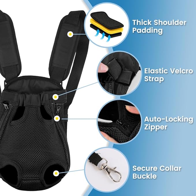 Mosago Dog Backpack Carrier, Adjustable Pet Front Carriers, Legs Out Carrying Sling Travel Bag for Small Medium Dogs 2.5-4 Lbs, Soft Wearable Puppy Chest Carry Backpacks for Walking/Hiking/Camping
