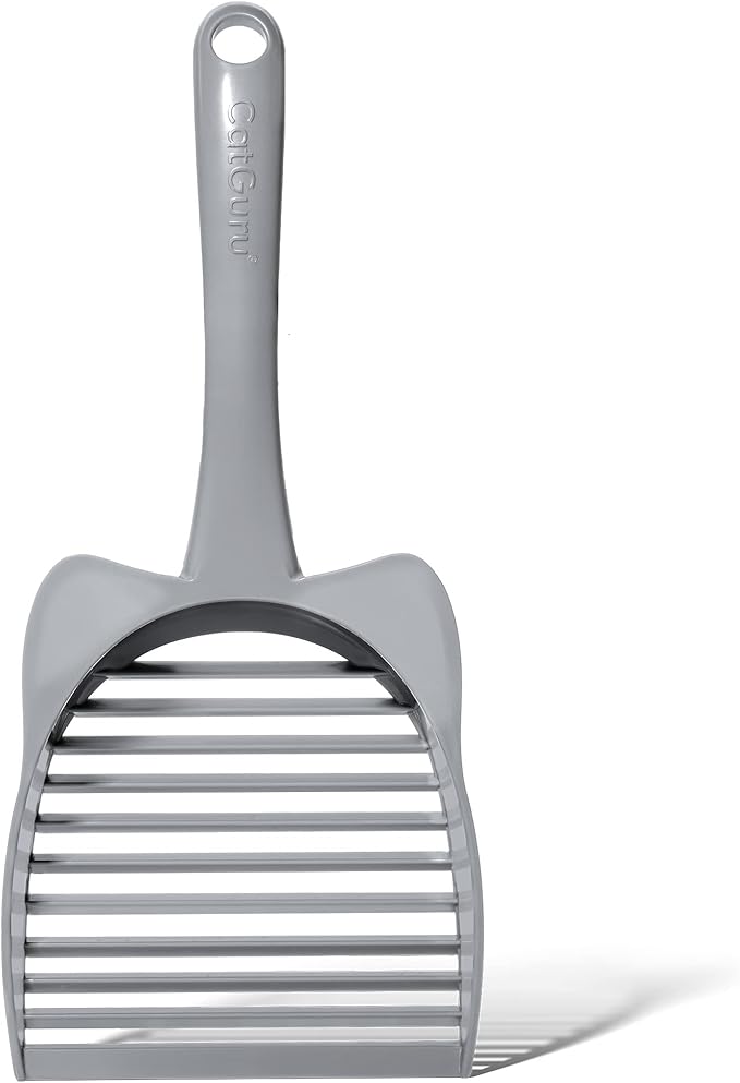 CatGuru Cat Litter Scoop, Jumbo Litter Scoop, Litter Scooper with Deep Shovel & Long Handle, Super Fast Sifter, Durable Kitty Litter Scoop, Cat Stuff, Kitten Supplies (Gray)