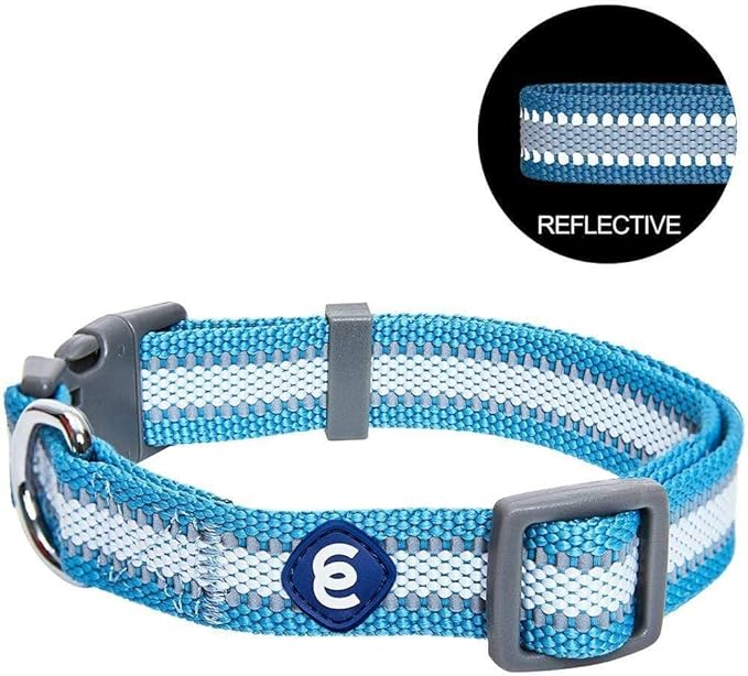 Blueberry Pet Essentials Matching Large Dog Collar | Adjustable Classic Solid Color Nylon Dog Collars for Large Dogs | Reflective Sky Blue Dog Collar for Large Dogs