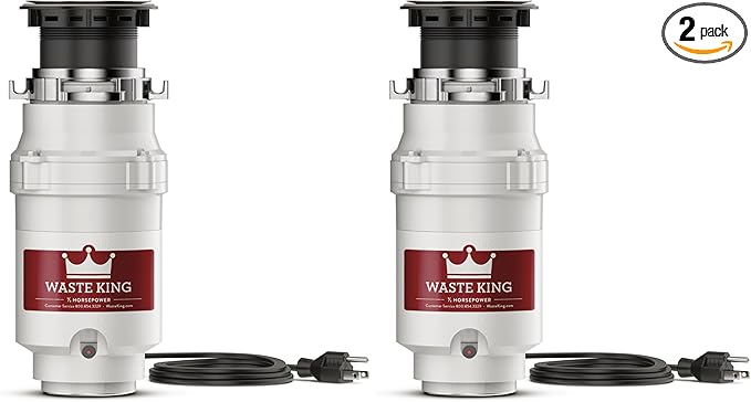 Waste King Garbage Disposal for Kitchen Sink with Power Cord,Compact Food Waste Disposer,L-111,(Pack of 2)