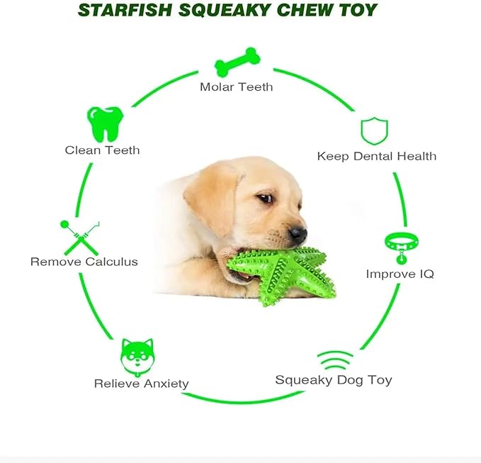 Chew Toy for Dog Toothbrush Stick Dog Toys for Aggressive Chewers Interactive Toys Treats Tough Toy to Keep Them Busy Chew Toys for Small Dogs (Star Toy - Green)