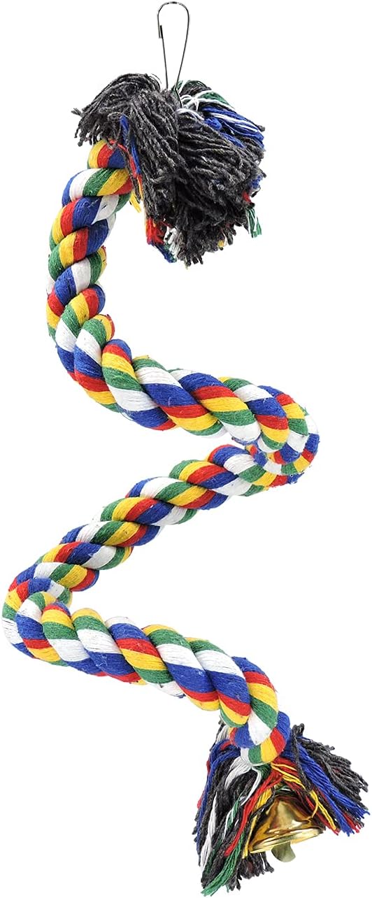 WishLotus Bird Perches, Parrot Colorful Climbing Rope Swing Toys Parrot Stand with Bell and Hanging Clip for Parrots, Budgies, Macaws, Parakeets, and Other Small Birds. (50cm)