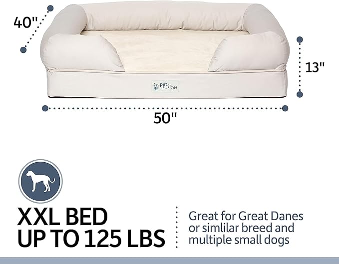 PetFusion Ultimate Dog Bed, Orthopedic Memory Foam, Multiple Sizes and Colors, Medium Firmness Pillow, Waterproof Liner, YKK Zippers, Breathable 35% Cotton Cover