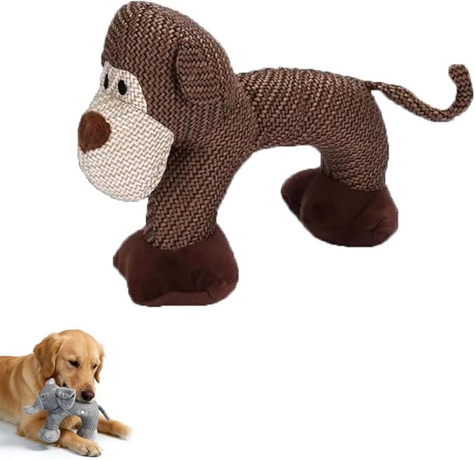 Xcho Linen Safari Companions Squeaky Dog Chew Animals Indestructible Dog Chew Toys Puppy Toys to Keep Them Busy for Small Medium Dogs Uitable for Indoor and Outdoor Throwing Play(Monkey)