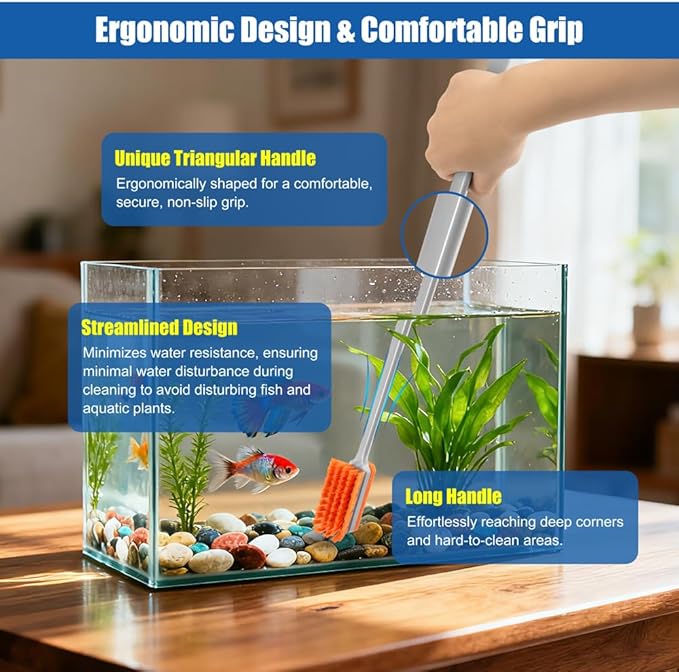 Small Glass Aguarium Cleaning Tool Algae Scraper for Acrylic Aquariums Fish Tank Cleaner Brush (Longer Size)