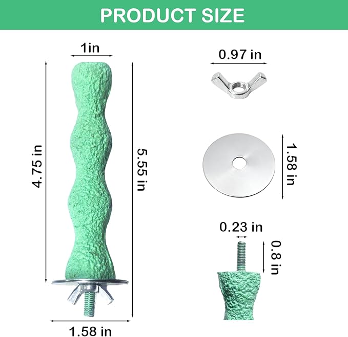 2PCS Bird Beak Grinding Stone, Anti-Slip Parrot Nail Trimming Stick, Parrot Resin Beak Grinder, Washable Claw Trimmer Care Stand for Budgie, Conures, Parakeets Cage Accessories