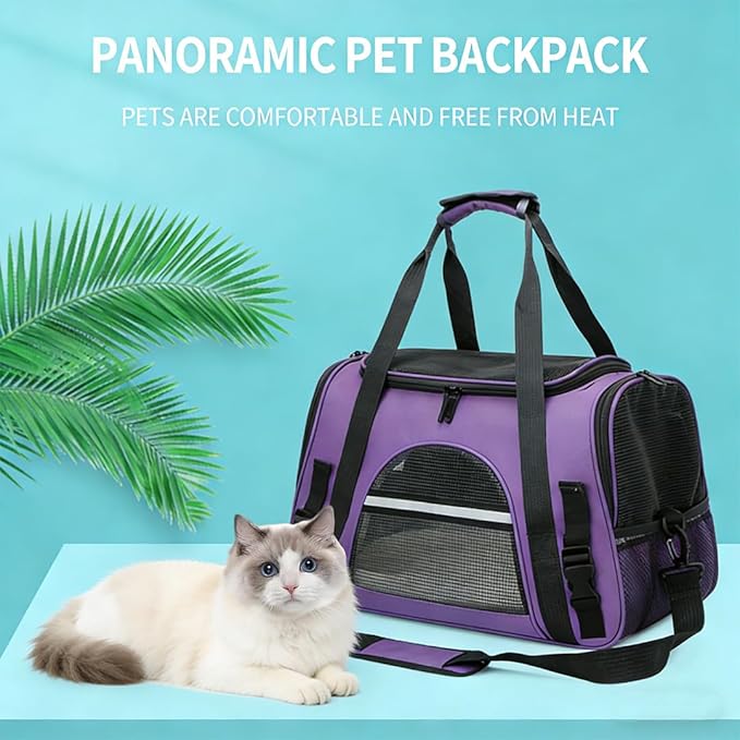 Cat Carriers, Dog Carriers, Pet Carriers – Airline-Approved Soft-Sided Bag for Cats & Small Dogs (Up to 15 lb), Foldable, Breathable Mesh, Privacy Cover, Washable & Lightweight