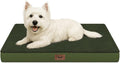 Comfort Dog Bed for Small Dogs & Cats, Waterproof Dog Crate Mat Orthopedic Egg Crate Foam with Washable Removable Cover, Olive Green
