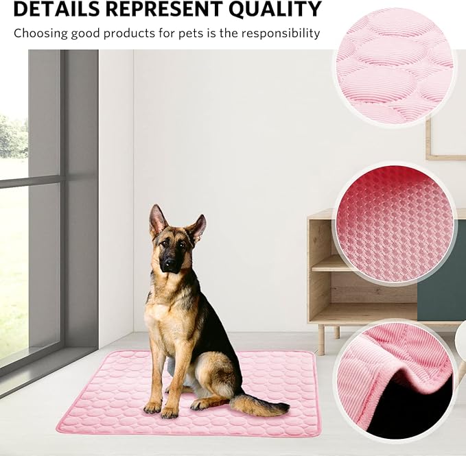 Dog Cooling Mat Pet Cooling Pads Dogs & Cats Pet Cooling Blanket for Outdoor Car Seats Beds (Pink, 28IN * 40IN)