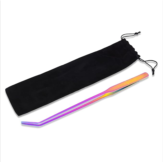 Mandala Crafts 15 Inches Rainbow Stainless Steel Curved Aquarium Tweezers for Aquatic Plants – Long Aquascape Forceps for Fish Tanks, Hospital Tanks, Goldfish Bowls, and Terrariums