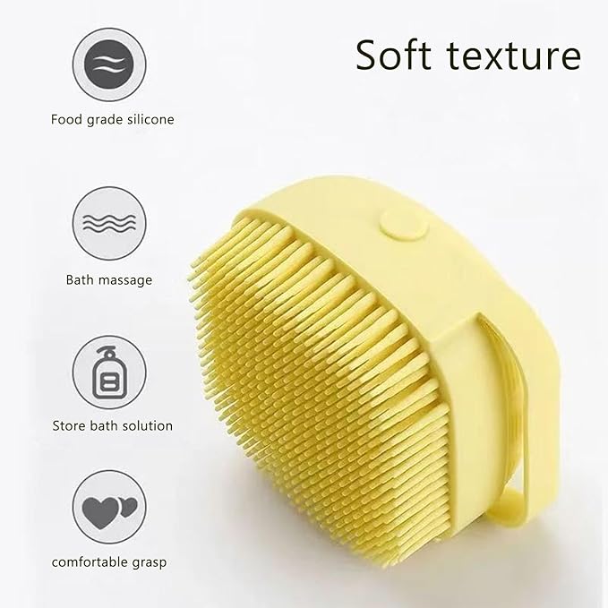 Pets Bath Brush | Scrubber for Bath | Dog Shampoo Brush | Dog Washing/Shower Brush, Suitable for Short/Long Haired Dogs, Dog Brush for Shedding, Bathing, Massaging & Grooming (blue) (yellow)