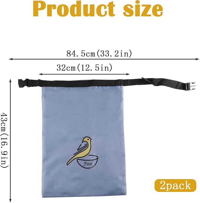 2 Pack Bird Seed Storage Container with Zipper Design,10 lb Travel Bird Food Storage Bag,Outdoor Portable Wild Bird Seed Container,Outdoor Feeding for Pet Birds Parakeets Finches Food Meal Storage