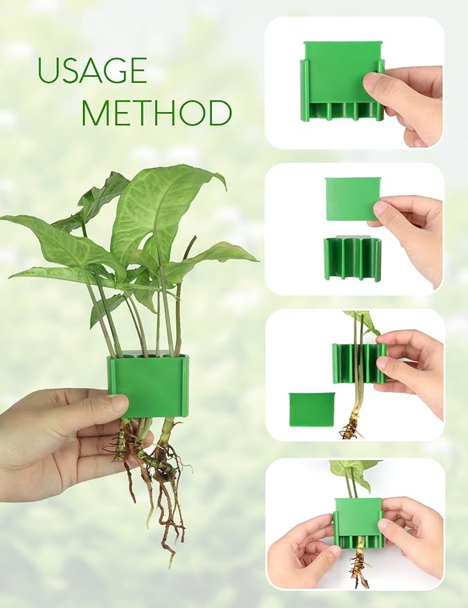 4 Pk Upgraded Aquarium Plant Holder, 3-Hole Hanging Plant Holder with Clip, Suitable for Fish Tank Potting, Aquarium Decoration, Green