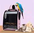 Bird Carrier Clear Parrot Outing Backpack APET Transparent Acrylic Bird Travel Carrier Parrot Travel Cage Panoramic Pet Backpack for Puppy Kitten 33x38x17cm (Pink)