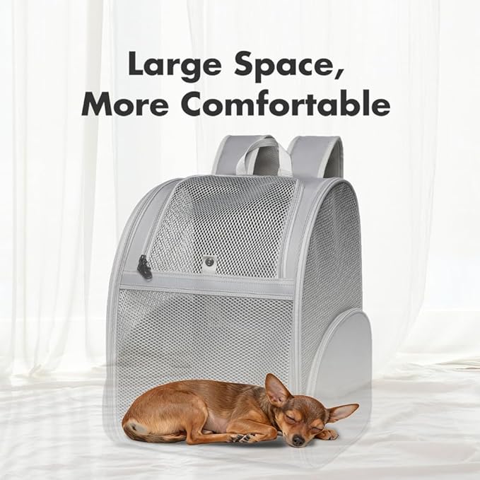 Pet Backpack Carrier ，Large Cat Carrier Backpack Up to 20 Lbs with Breathable Mesh, for Medium Large Cats or Small Dogs, Travel Hiking Camping Backpack (Gray-XL)
