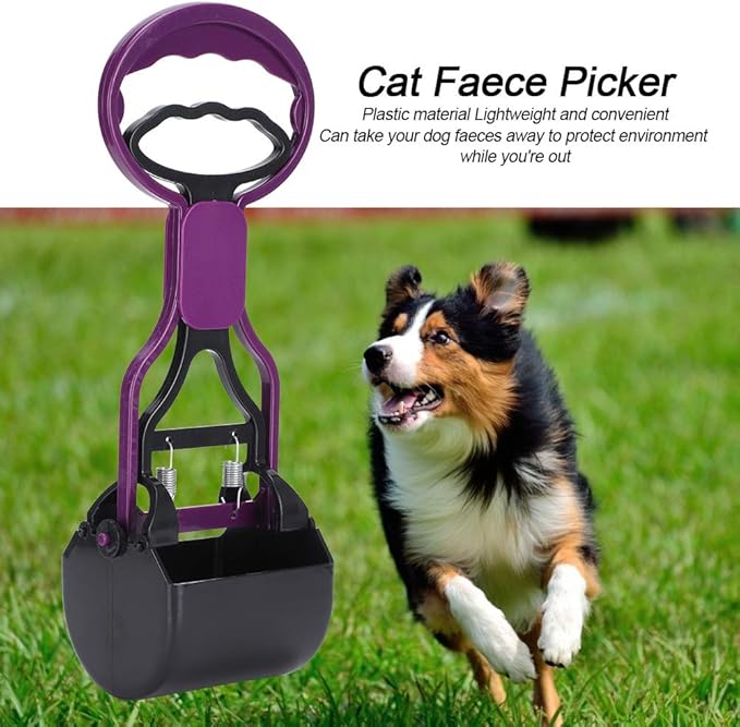 Pooper Scooper for Dogs, Spring Loaded One Hand Poop Scooper with Bag Use, Portable Pet Waste Pickup Tool for Yard & Outdoor Walks