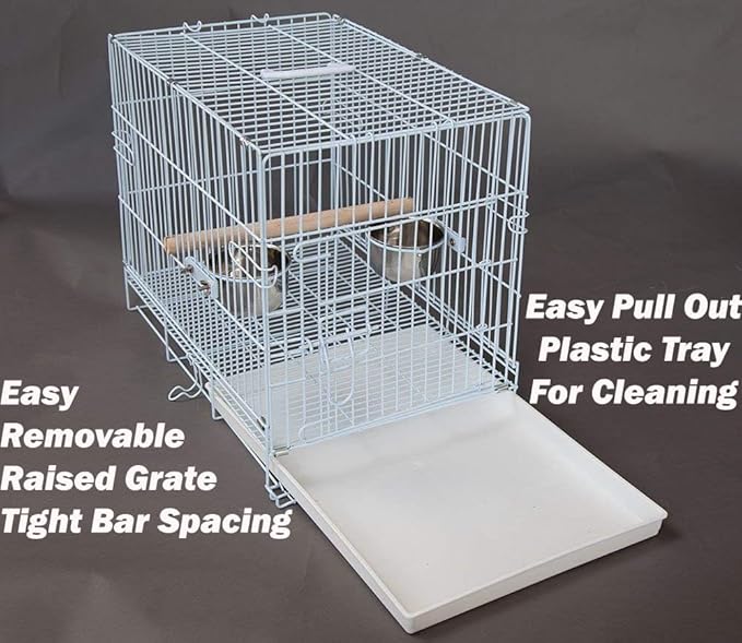 Collapsable Bird, Parrot, Dog, Bunny, Rabbit and Cat Carrier Travel Vet Carrier Cage (19" x 12" x 16"H, White)