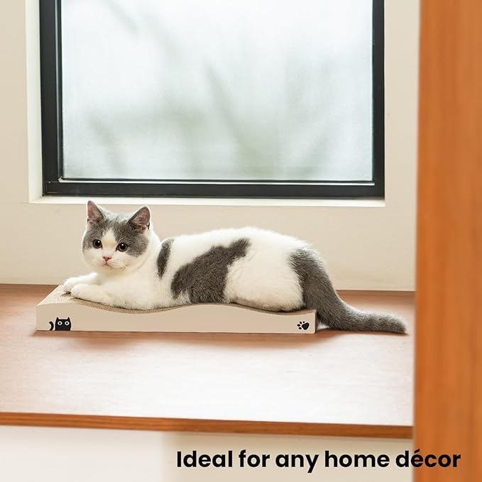Cat Scratcher, Durable Scratch Pad, Corrugated Cardboard Scratching Board for Indoor Cats, Heavy Duty, Double-Sided Usability, Recyclable, with Catnip，2 Packs