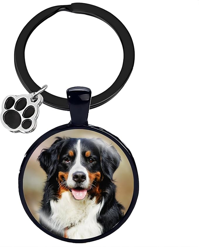 Custom Pet Photo Keychain Personalized Photo Pawprint Dog Tag Keychain Engraved Keyring Animal Pet Lover