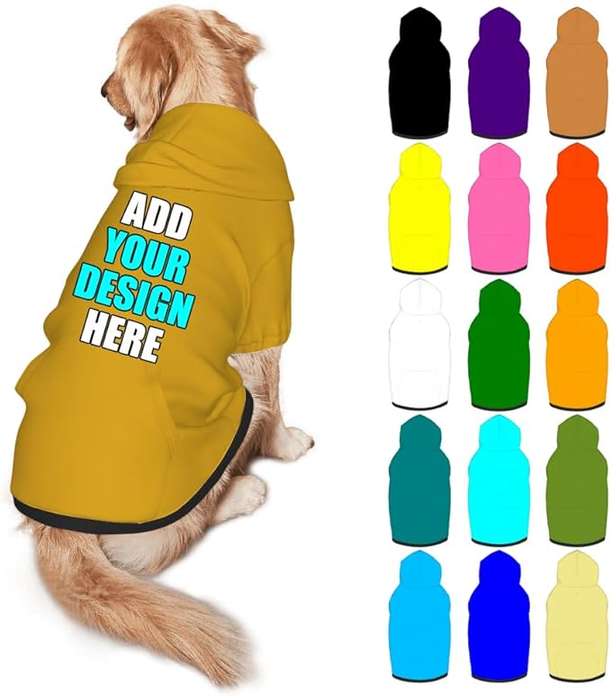 Custom Dog Clothes with Photo Name Logo Personalized Dog Sweaters for Small Medium Large Dogs Breathable Warm, Goldenrod, M