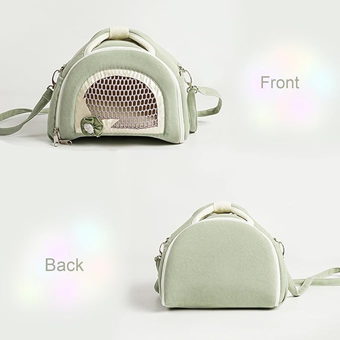 ABLAZEZAI Guinea Pig Carrier, Small Animal Travel Bag, Breathable Outdoor Portable Pouch for Snake Chinchilla Hamster Bird Bunny Hedgehog Sugar Glider Gerbil (Green)
