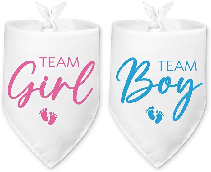 2 Packs Team Girl Team Boy Gender Reveal Baby Announcement Dog Bandana Pet Pregnancy Announcement Pink and Blue Dog Triangle Scarf Accessories for Small Medium Large Dogs Cats