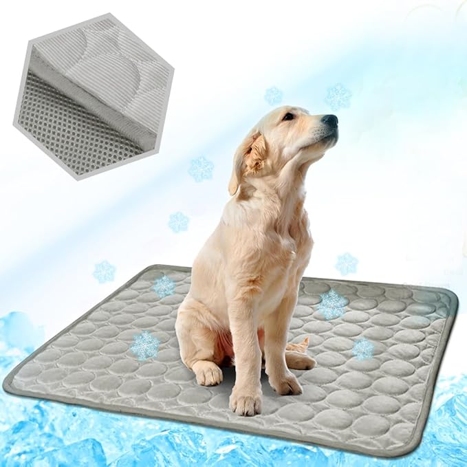 Washable Dog Cooling Mat Ice Silk Cooling Mat for Dogs Pet Self Cooling Pad Blanket Dog Cooling Pad for Indoor & Outdoor Car Seats (Grey, 40x28 in)