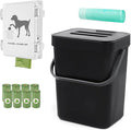Small Dog Waste Station for Home 1.3Gallon/5L Mountable Doggie Trash Can Outdoor or Indoor Poop Bag Dispenser Wall Mounted 120 Count Pickup Bags 1 Trash Liner Roll (Mini Bucket + Dispenser + Bags)