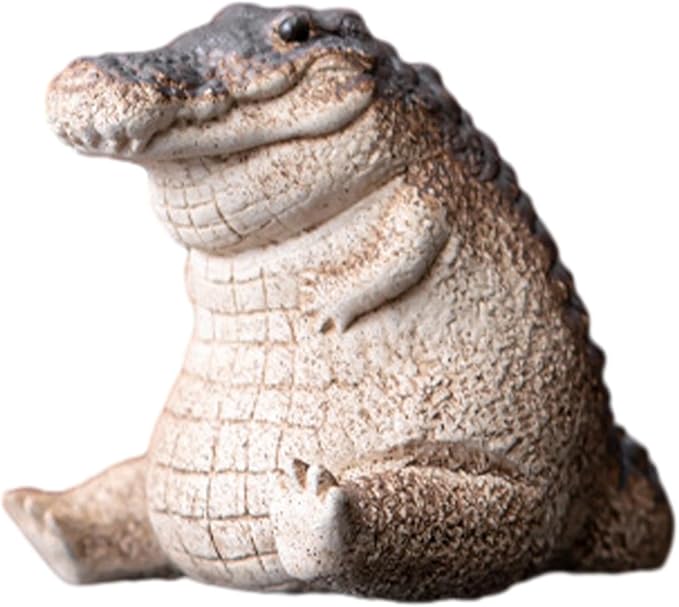Mini Alligator Baby Statue Ornament, Cute Resin Crocodile Figurine, Tea Pet Alligator Sculpture, Animal Statue for Indoor Outdoor Home Garden Decoration, Animals & Crocodile Lovers