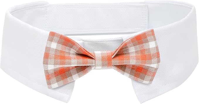 Segarty Dog Tuxedo Collar for Neck Girth 16.5-21.2in, Bow Tie Collar Black Bowtie with Handcrafted Adjustable White Collar Formal Pet Cats Neckties for Medium Large Boy Dog Wedding Grooming Birthday