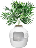 Good Pet Stuff Hidden Litter Box Planter, Decorative Cat Litter Enclosure with Carbon Filter, Artificial Plant, Easy Clean, Indoor Design, Original Round Style, Essentials Kit, White Birch