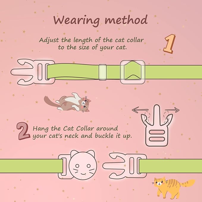 2 Pack Cotton Breakaway Cat Collar with Bell Green&Blue White Snowflake Pendant Cute Kitten Cat Collar Suitable for Girls and Boys