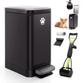 Dog Poop Trash Can Outside with Poop Scooper for Dogs, 12L/3.2Gal Metal Outdoor Garbage Can with Lid Suitable for Small, Medium and Large Dogs (Tungsten Steel)