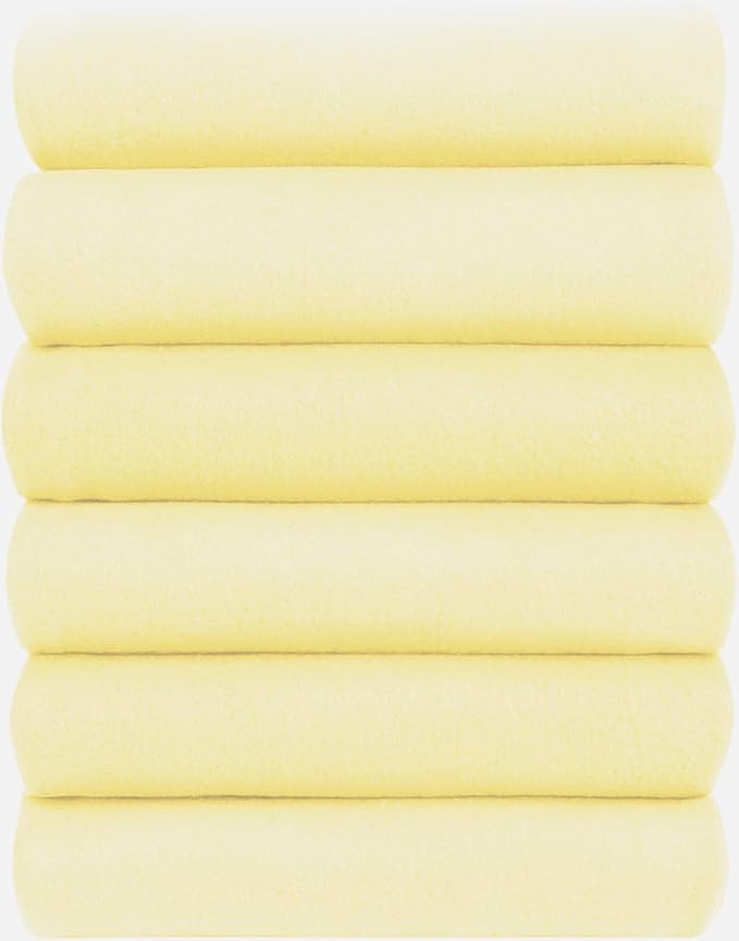 Fleece Throw Blankets Bulk Fleece Blankets Solid Wholesale Lightweight Warm Soft for Pet Bed Sofa Couch Office Wedding Gifts Travel Seasons Lemon 50x60 Inches Pack of 6