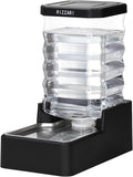 RIZZARI Stainless Steel Dog Dispenser: 8L Large Capacity Gravity Waterer - Clear Tank Water Level View -No Mess Keeps Floors Dry- No Power Needed - for Medium Dogs - Kitchen Corner/Crate Area