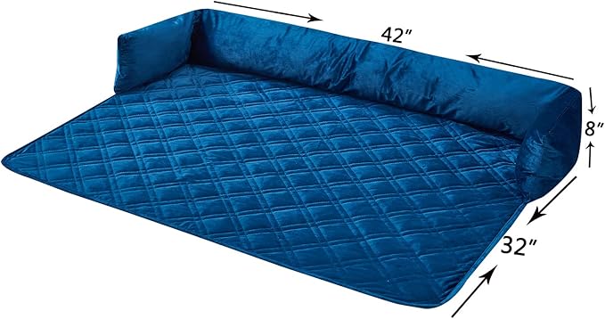 Brilliant Sunshine Premium Calming Dog Bed Mat, Silky Velvet, Removable Washable Cover, Cushion Protector and Couch Covers for Dogs, Pets, Cats, Large, Dark Blue