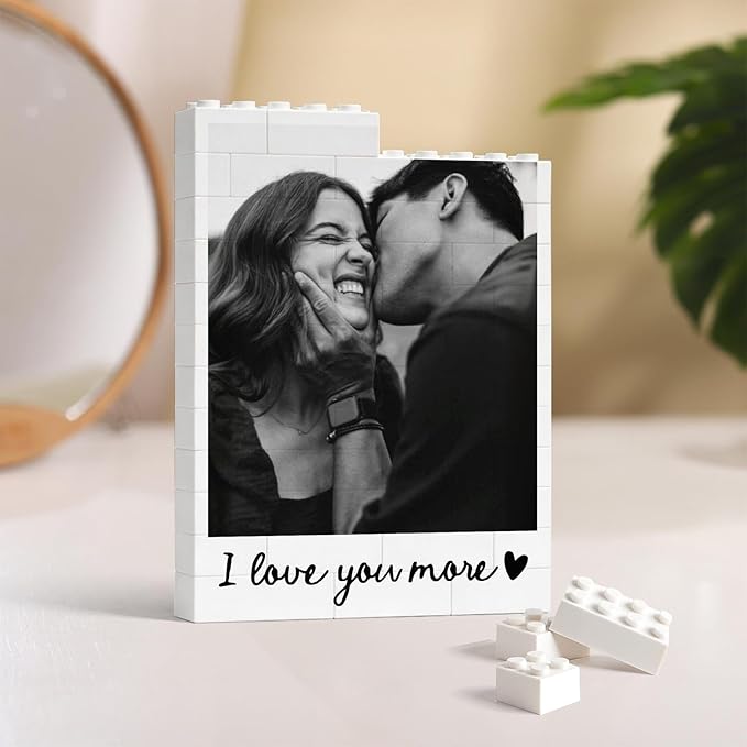 NAZENTI Custom Couple Photo Building Blocks gifts for Him Her, Puzzle Building Blocks Gifts for Valentines Birthday, Couple Gift, Custom Home Decor with Photo for Couples, Puzzle Gift For Husband