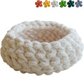 Cat Nest Bed - Premium Self Warming Handwoven Washable Extra Soft Round Cave House for Indoor Kitten & Kitty, Small & Large (Cloud White,Medium)