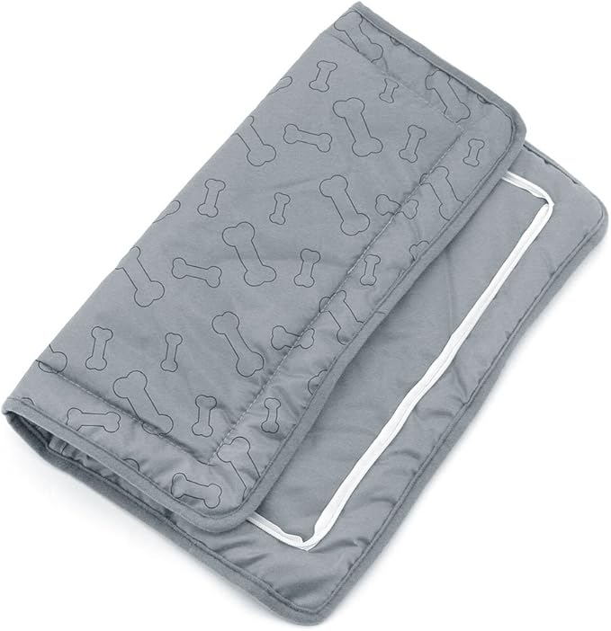 Best Pet Supplies Dog House Bed Crate Mat Tent Indoor Round Soft Plush for Small, Medium, and Large Breeds - Silver w/Bones, 16 x 16 x 14"