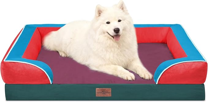Comfort Expression Orthopedic Dog Bed for Large Dogs 36x27 Inch, Waterproof Egg Crate Foam Large Pet Bed with Removable Bolsters, Dog Couch with Washable Cover & Non-Slip Bottom, San Francisco
