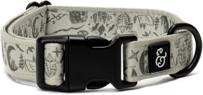 Lucy & Co. Dog Collar - Durable Lightweight Designer Collar for Pets - Adjustable Metal Safety Buckel. - Green Outdoor Plaid - Small