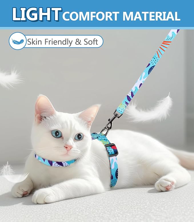 Halypet Cat Harness and Leash Set, Escape Proof [3 in 1 Adjustable & Lightweight] Cat Harness, Safe Kitten Harness for Large Cats Soft Comfortable, Easy to Wear, Walking Outdoor Travel, Medium