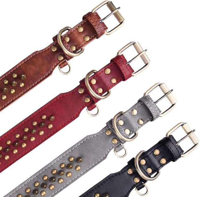 Spiked Dog Collar Soft Pu Leather Mushrooms Rivet Spike Studded Puppy Adjustable Pet Collars for Small Breeds (S, Brown2)