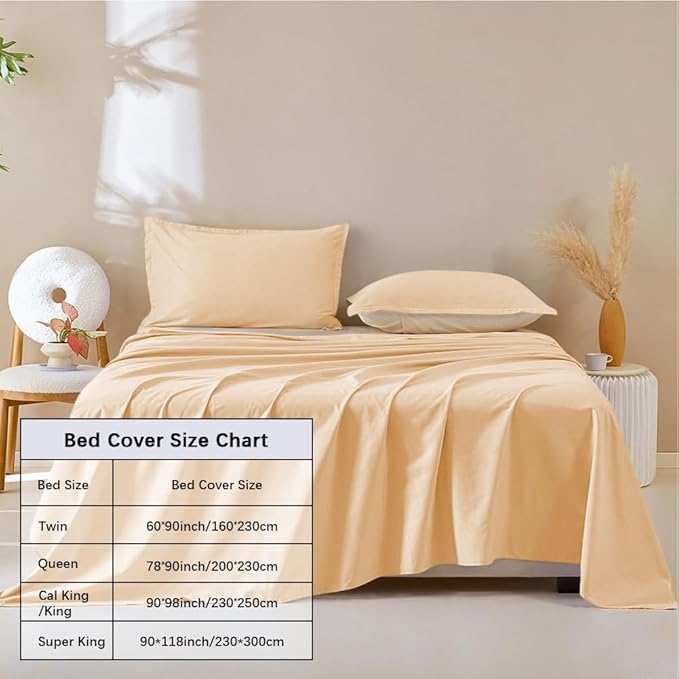 DUJUIKE Waterproof Bed Cover for Dog and Cats,Pet Hair Resistant Bed Sheet Cover, Protective Bed Liner Cover with 100% Waterproof Breathable Thin Fabric (Apricot Yellow, Twin 63 * 90 inch)
