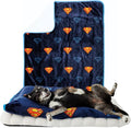 Franco Pet Superman DC Comics Super Soft Cozy Waterproof Sherpa-Backed Blanket Throw for Large Dogs, Couch/Bed/Car, 50x60 (Officially Licensed Product)