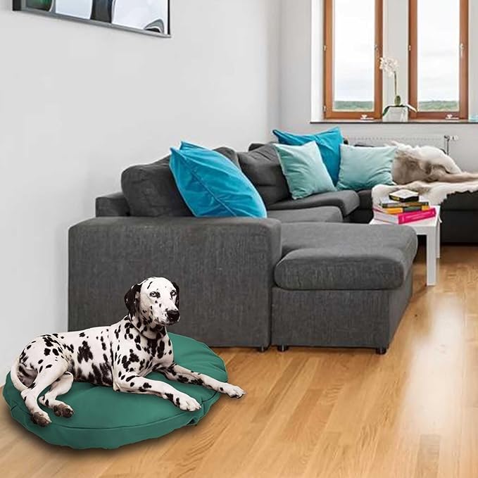 Dog Bed Cover Waterproof Replacement Machine Washable Covers for 36x36 Inch Dog Bed Heavy Duty Scratch Resistant Mattress Protector Pet Bed Round Dark Green Cover Only