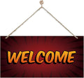 Welcome Sign for Front Door, Front Door Wooden Hanging Sign, Comic Style Welcome Hanging Signs for Wall Decor, Rustic Funny Wooden Playroom Wall Decoration 13.8X6.9 inches