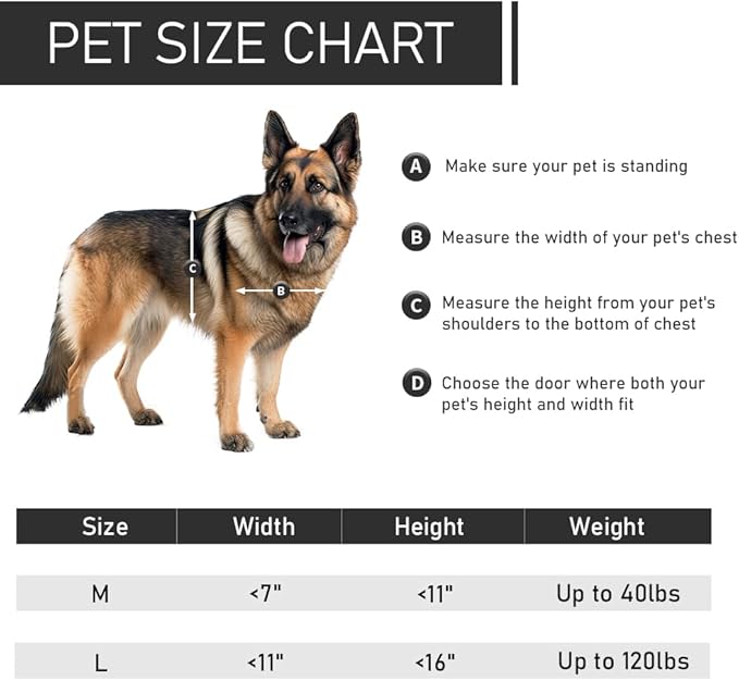 【PATAPLUS】 Aluminum French Large Dog Door,Strong Double Magnetic Flaps,with Aluminum Telescoping Tunnel Heavy-Duty Do g Door for L arge and Medium Dog Up to 110LBS (Large,Smoky Gray)