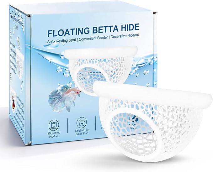 Floating Betta Hide & Shrimp Cave – All-in-One Aquarium Hammock, Feeder, and Safe Resting Spot for Stress-Free Fish Tanks